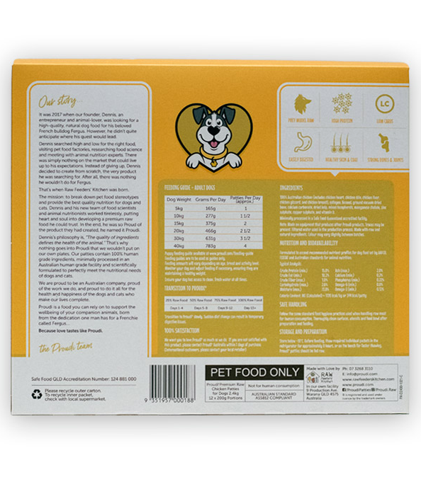 Proudi Premium Raw Dog Single Protein Chicken 2.4kg