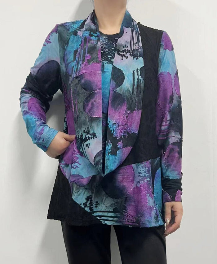 Purple/Teal/Black Multi Coloured Top