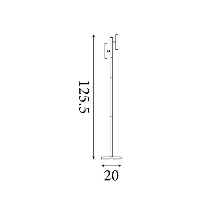 Dimension diagram of the Rechargeable, Matt Black, Floor Lamp - Integrated LED with height and width in cm.