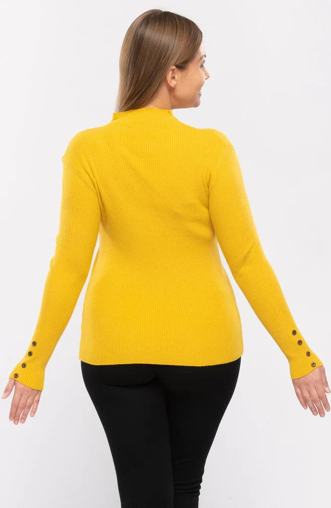 Rib Knit Sweater With Button Detail