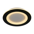 Ringo matt black ceiling light with a wide glowing colour-changing LED disc