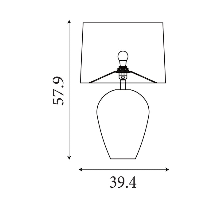 Dimension diagram of the Rosetta, Bronze, Table Lamp - Patterned Resin Base with height and width in cm.