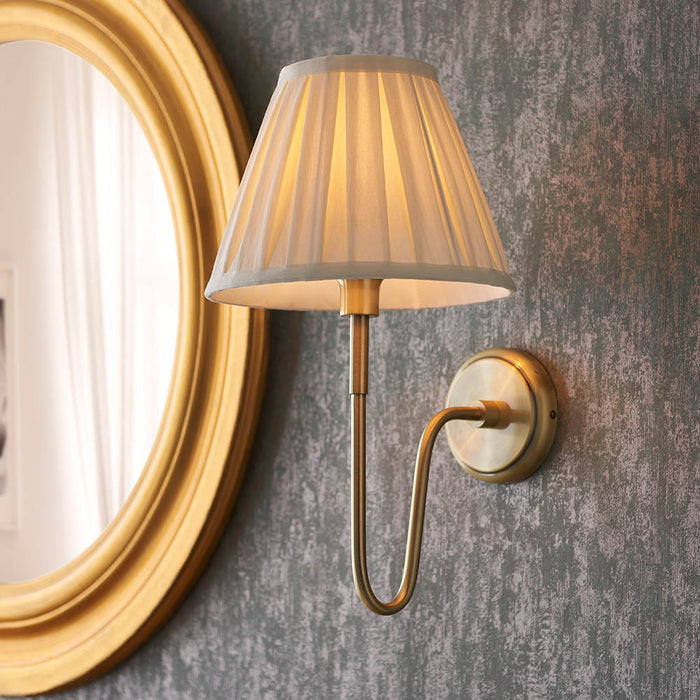 Rouen Brass Wall Light & Carla 10" Ivory Shade by Endon Lighting — suits living rooms, bedrooms & hallways