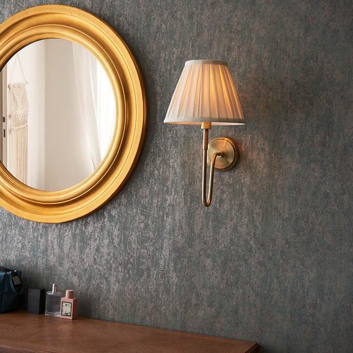 Rouen Brass Wall Light & Carla 10" Ivory Shade — rear view