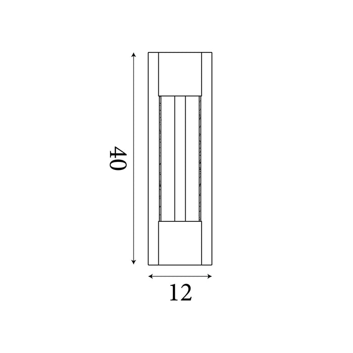 Dimension diagram of the Sacramento Outdoor, Gold, Integrated LED Wall Light - IP44 with height and width in cm.