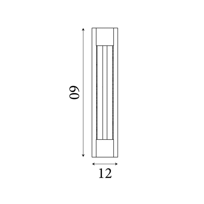 Dimension diagram of the Sacramento Outdoor, Gold, LED Wall Light - IP44 with height and width in cm.