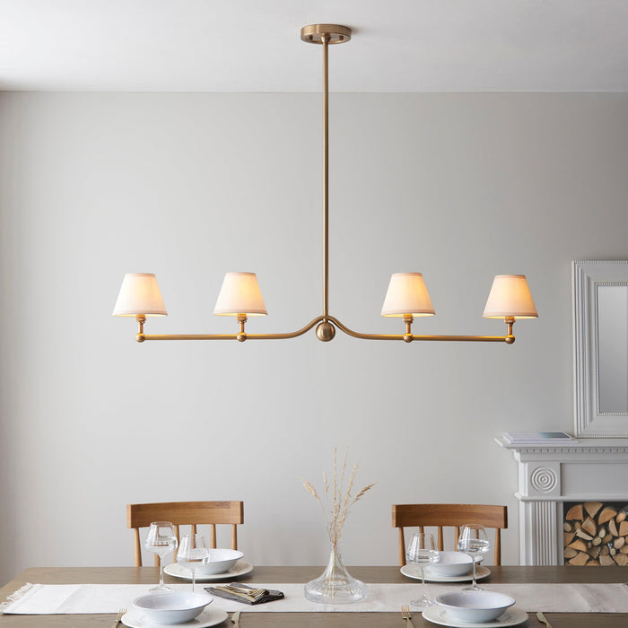 Santiago Brass 4 Light Pendant Ceiling Light With White Ivy 16cm Shades by Endon Lighting