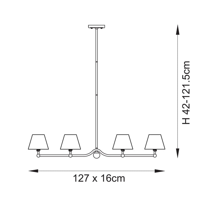 Santiago Brass 4 Light Pendant Ceiling Light With White Ivy 16cm Shades — alternate view