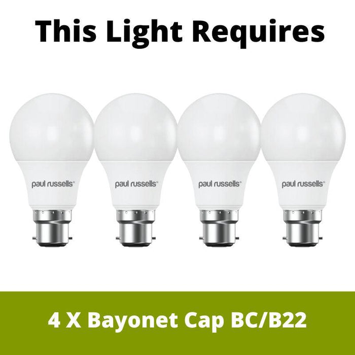 Santiago Brass 4 Light Pendant Ceiling Light With White Ivy 16cm Shades requires 4 x Bayonet Cap B22/BC bulbs