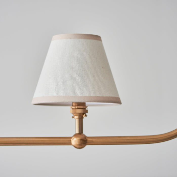 Santiago Brass 4 Light Pendant Ceiling Light With White Ivy 16cm Shades — side profile