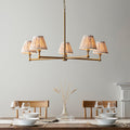 Santiago Brass 5 Light Pendant Ceiling Light With Neutral Ikat 16cm Shades by Endon Lighting