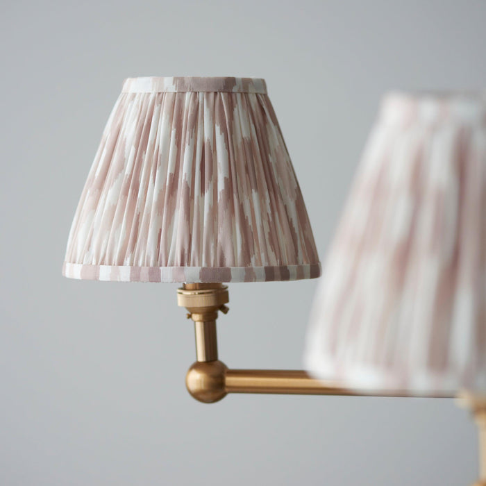 Santiago Brass 5 Light Pendant Ceiling Light With Neutral Ikat 16cm Shades — side profile