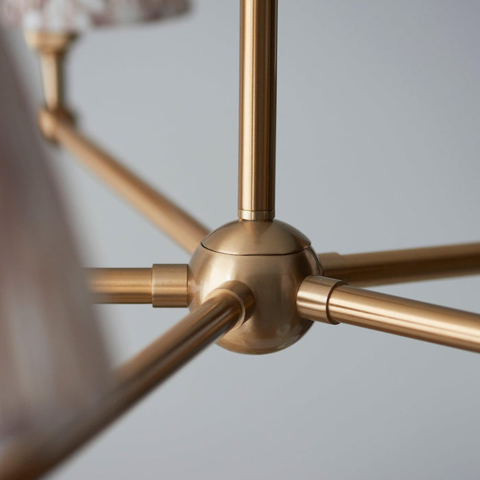 Santiago Brass 5 Light Pendant Ceiling Light With Neutral Ikat 16cm Shades — product detail