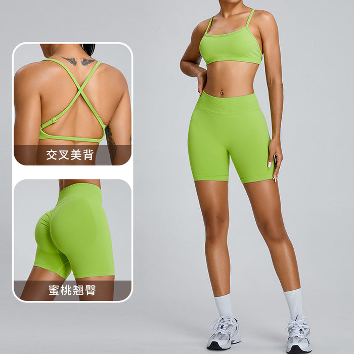 Seamless Yoga Suit Women Peach Hip Raise Shorts Dopamine Style Workout Outfit | CTTHBIZ Store