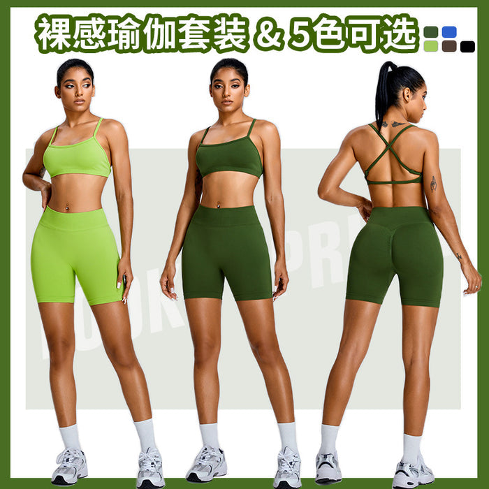 Seamless Yoga Suit Women Peach Hip Raise Shorts Dopamine Style Workout Outfit | CTTHBIZ Store