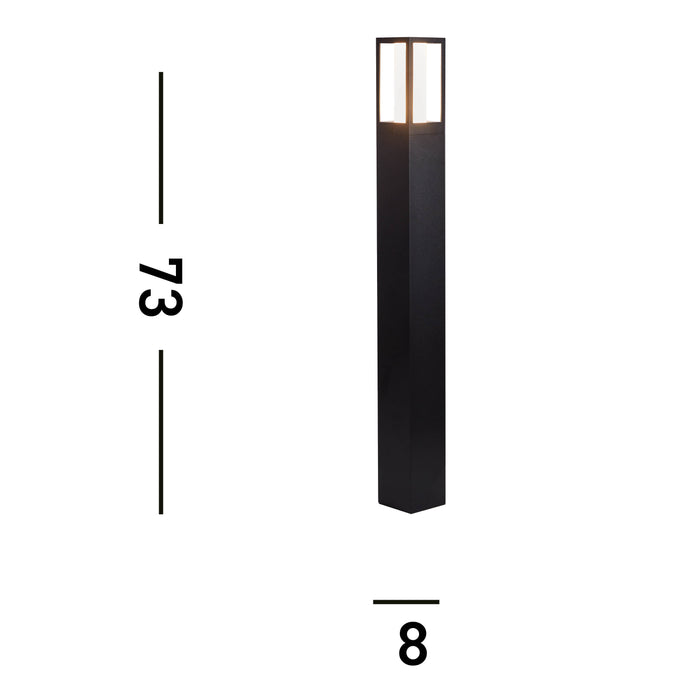 Searchlight Avenue IP44 Black Outdoor Bollard - 73cm — rear view