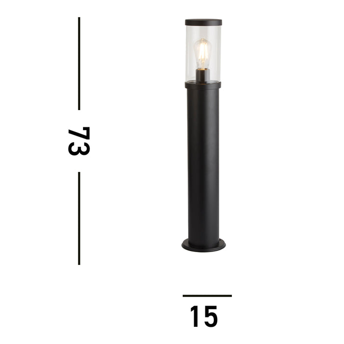 Searchlight Bakerloo Black Outdoor Black Bollard - 73cm — rear view