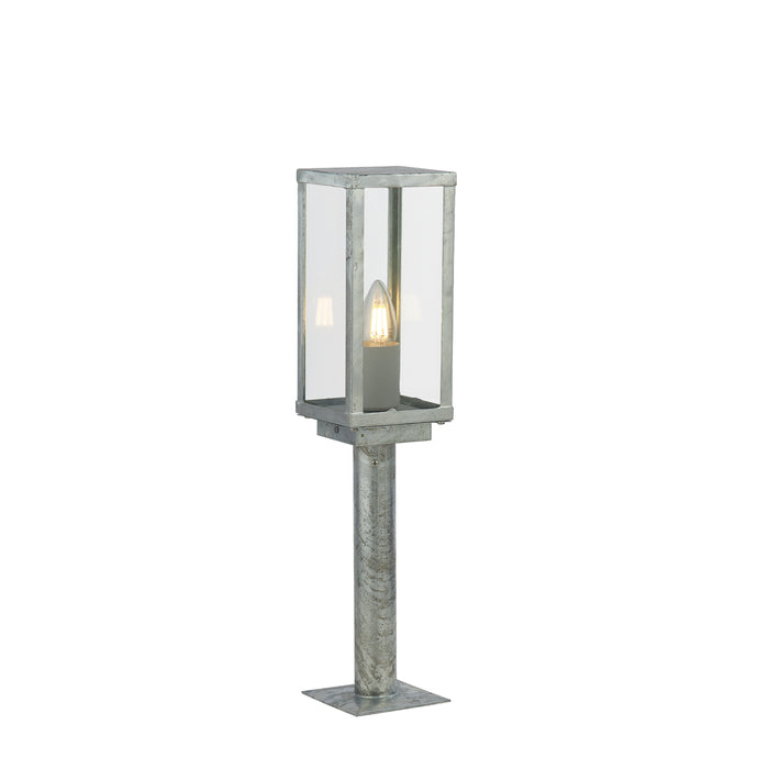 Searchlight Box II Galvanised Silver IP44 Outdoor Bollard - 50cm by Searchlight Lighting — suits porches, gardens & patios