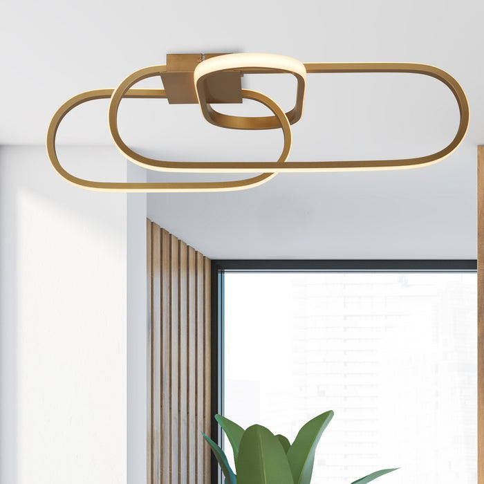 Searchlight Clip Gold LED Flush — side profile