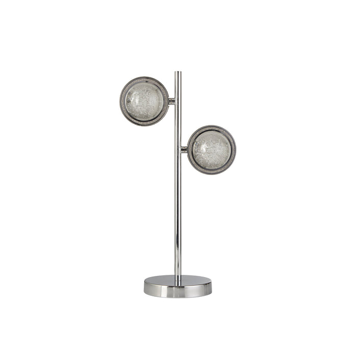 Searchlight Quartz 2 Light Chrome Table Lamp — close-up detail