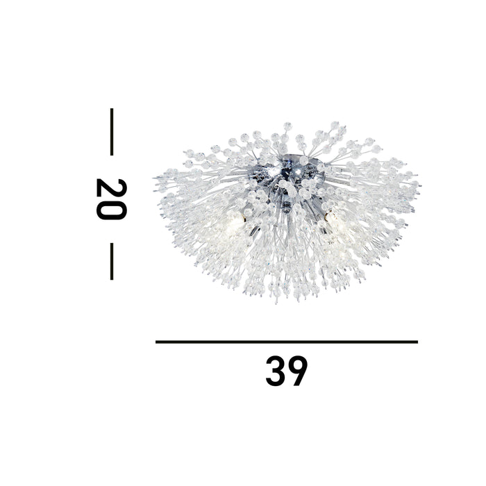Searchlight Sunburst 4 Light Flush - Chrome & Glass Beads — close-up detail