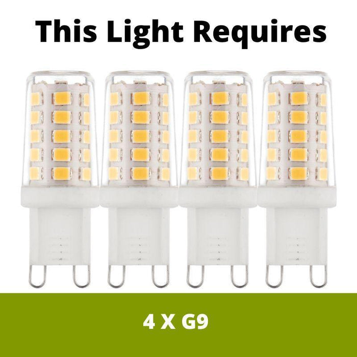 Searchlight Sunburst 4 Light Flush - Chrome & Glass Beads requires 4 x G9 bulbs