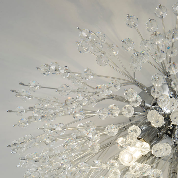Searchlight Sunburst 4 Light Flush - Chrome & Glass Beads — side profile