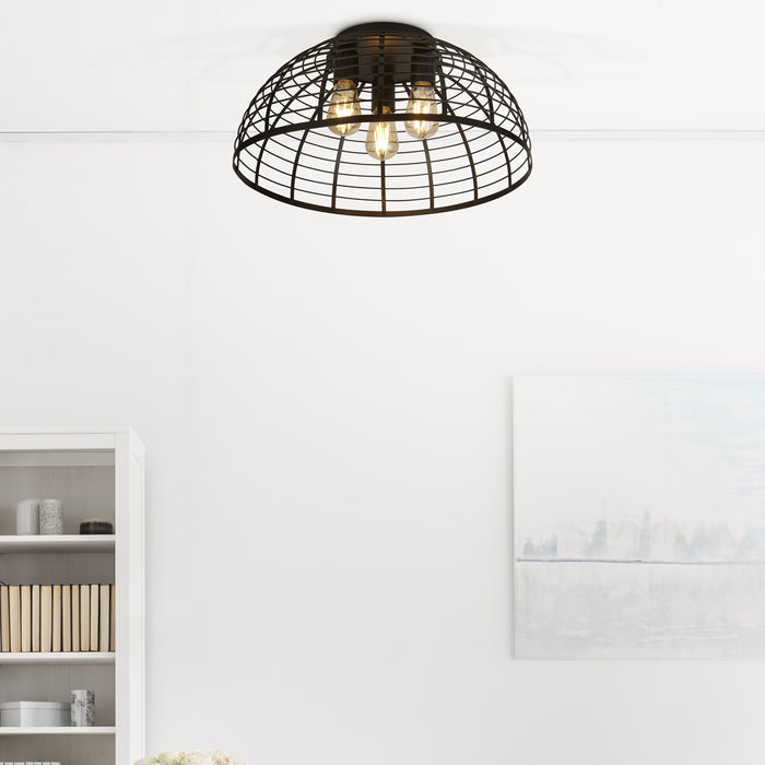 Searchlight Vision Cage 3 Matt Black Flush — alternate view