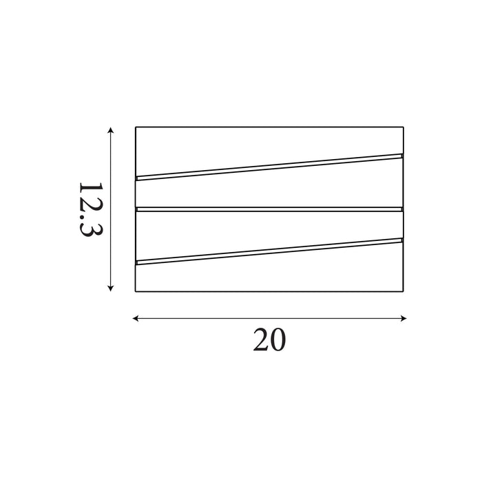 Dimension diagram of the Section, Sand Black, Wall Light - Integrated LED with height and width in cm.