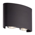 Shadows sand black wall light lit with four recessed LEDs in a curved slim body