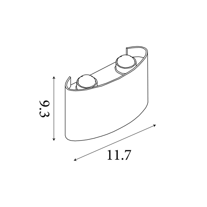 Dimension diagram of the Shadows Outdoor, Sand Black, LED Wall Light - IP44 with height and width in cm.