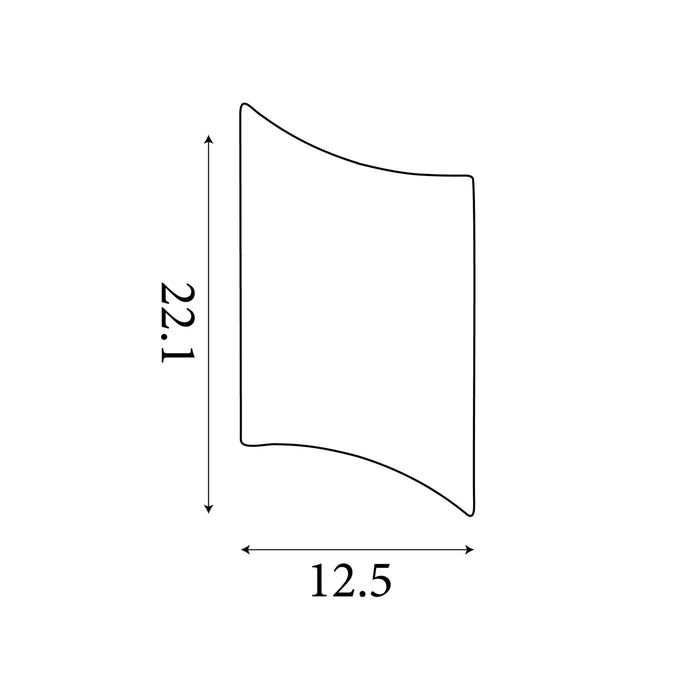 Dimension diagram of the Shard Outdoor, Gold, Wall Light - IP65 showing height and width measurements in centimetres.
