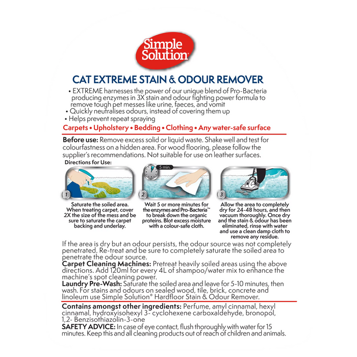 SIMPLE SOLUTION Extreme Stain & Odour Remover for Cats 500ml