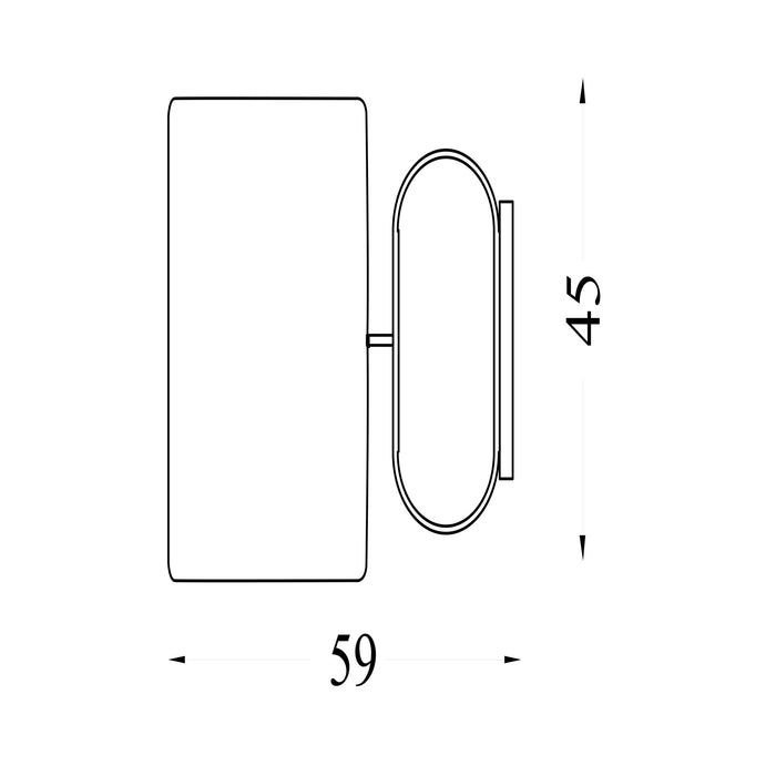 Dimension diagram of the Sleek, Matt Black, Table Lamp - Grey Oval Shade with height and width in cm.
