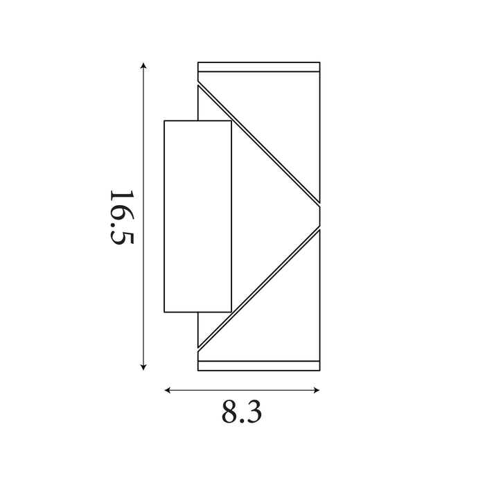 Dimension diagram of the Soho Outdoor, Black, Integrated LED Wall Light - IP65 with height and width in cm.
