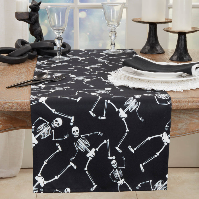 Spooky Skeletons Table Runner: Black / 16"x72"