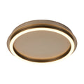 Stellaris latte flush ceiling light with a glowing integrated LED ring