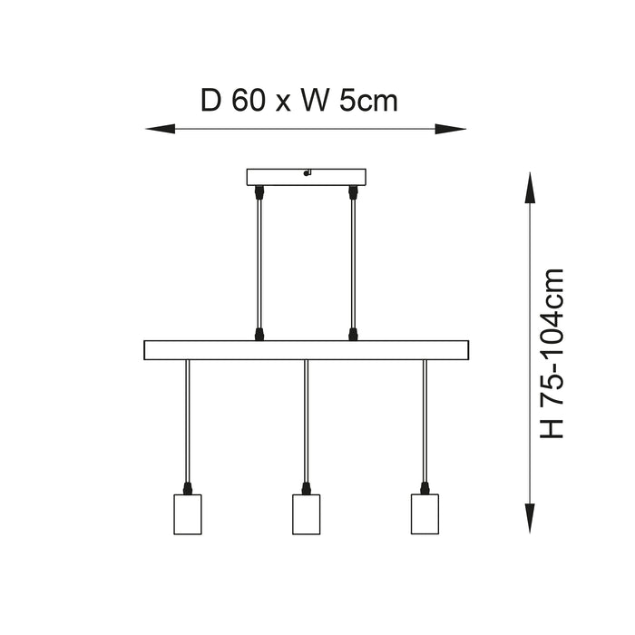 Sven 3 Light Wooden Linear Pendant — rear view
