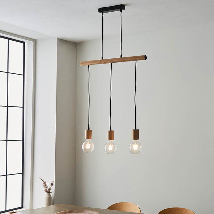 Sven 3 Light Wooden Linear Pendant — product detail
