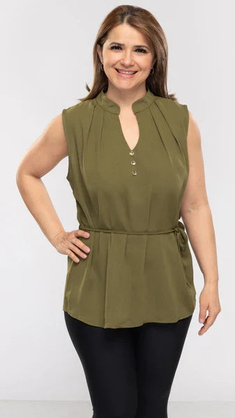 Three Button Sleeveless Top