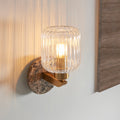 Travi Emperador Marble & Brass Wall Light - Glass Ribbed Shade by Endon Lighting — suits living rooms, bedrooms & hallways