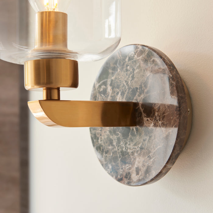 Travi Emperador Marble & Brass Wall Light - Glass Shade — product detail