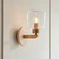 Travi Travertine Stone & Brass Wall Light - Glass Shade by Endon Lighting — suits living rooms, bedrooms & hallways