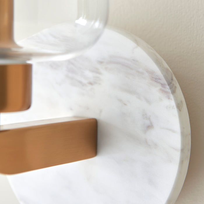 Travi Volakas Marble & Brass Wall Light - Glass Shade — product detail