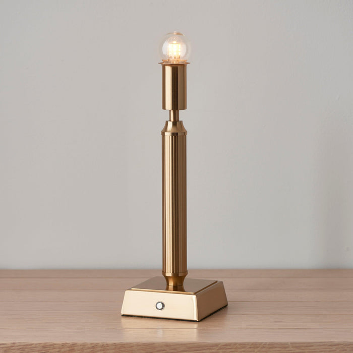 Trobridge Rechargeable Table Lamp & Leaf 16cm Pearl Grey Shade — rear view