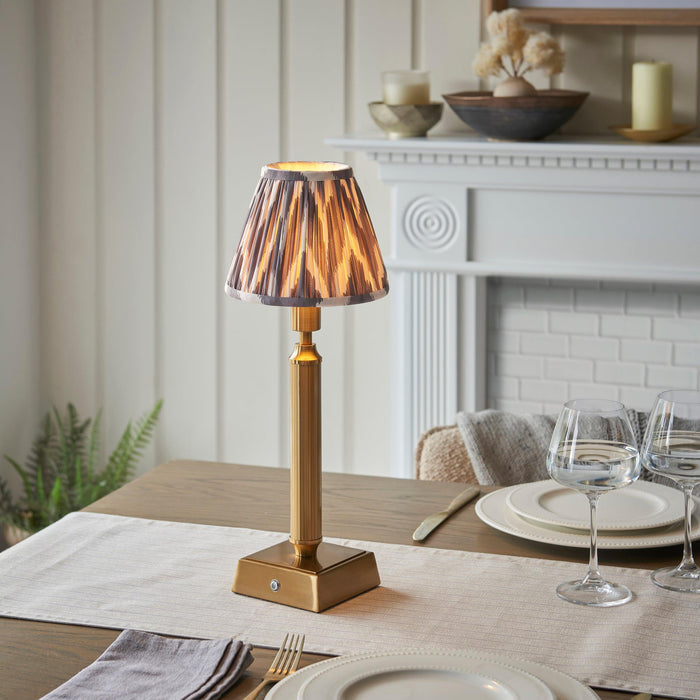 Trobridge Rechargeable Table Lamp & Zigzag 16cm Pearl Grey Shade by Endon Lighting — suits living rooms, bedrooms & offices