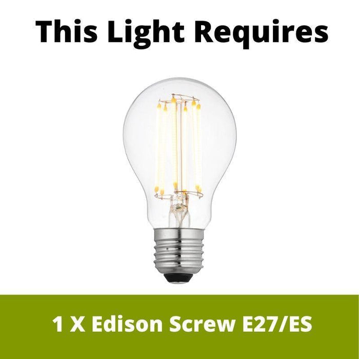 Truro Black Outdoor Wall Light requires 1 x Edison Screw E27/ES bulbs