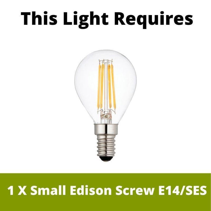 Valentina Brass Wall Light - Hexagonal Glass Rods requires 1 x Small Edison Screw E14/SES bulbs