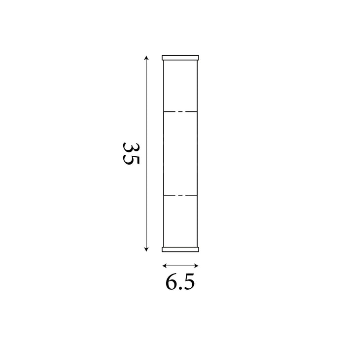 Dimension diagram of the Wales, Matt Gold, LED Wall Light - Marble Resin Diffuser with height and width in cm.
