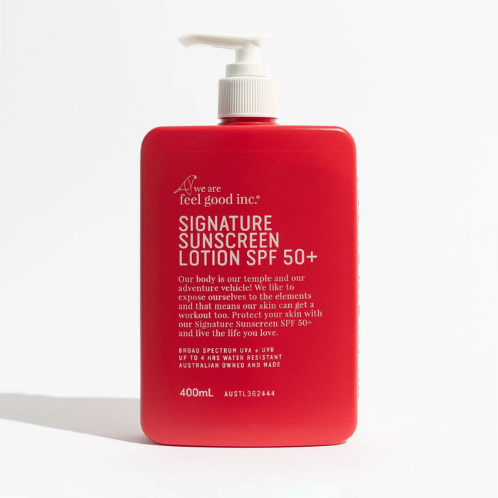 We Are Feel Good Inc Signature SPF 50+ Sunscreen – 400ml by We are feel good Inc.. Shop Meriton Suites
